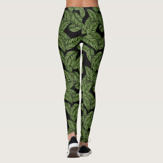 Modern tropisch blad blad patroon leggings (Achterkant)