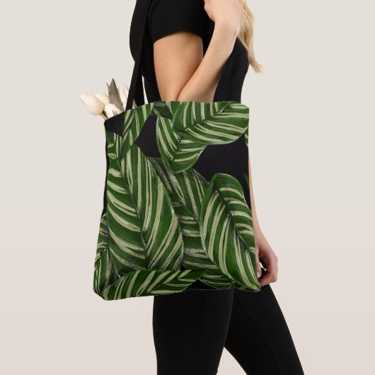 Modern tropisch blad blad patroon tote bag (Dichtbij)