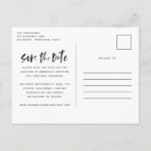 Modern tropisch blad script stijlvolle trouwfoto uitnodiging briefkaart (Achterkant)