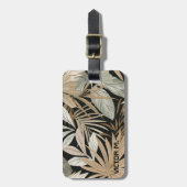 Modern Tropisch Blad Zwart & Goud Masculin Custom Bagagelabel (Voorkant verticaal)