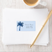 Modern Tropisch Blauw Glitter Palm Etiket (Insitu)