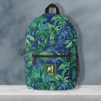 Modern Tropisch Blauw Groen Douaneontwerp Bedrukte Rugzak