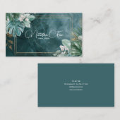 Modern Tropisch Blauwgroen Marmer & Goud Glitter Visitekaartje (Voorkant / Achterkant)