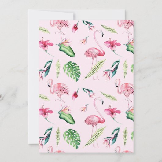 Modern Tropisch Bloemen Flamingo Verjaardagsfeest Kaart (Achterkant)