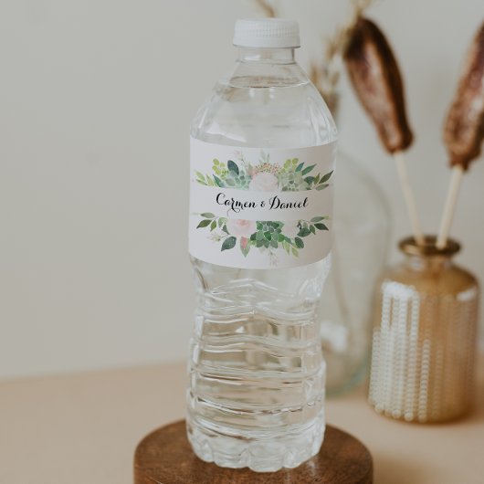 Modern Tropisch Bloemen Water Fles Label Waterfles Etiket