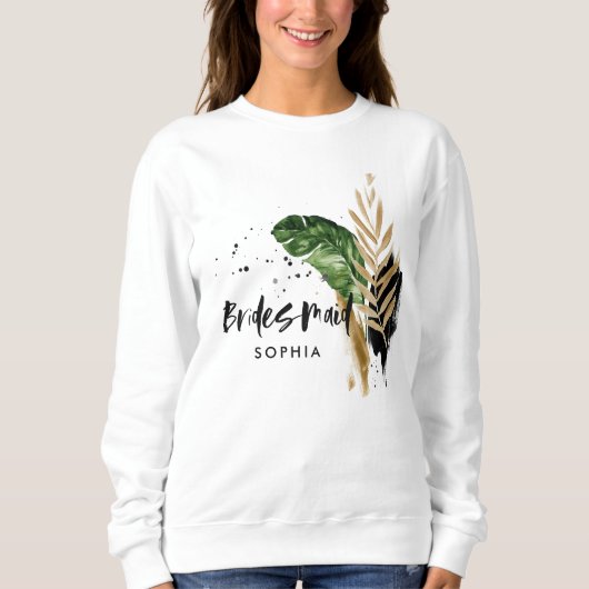 Modern tropisch botanisch abstract bruidsmeisje trui (Voorkant)