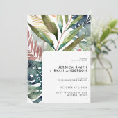 Modern tropisch botanisch huwelijk kaart (Staand voorkant)
