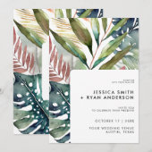 Modern tropisch botanisch huwelijk kaart (Voorkant / Achterkant)