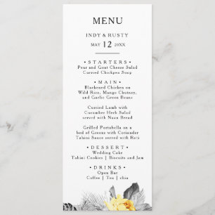 Modern Tropisch Bruiloft Diner Menu