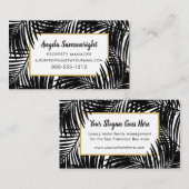 Modern tropisch chique luxe palmblad patroon visitekaartje (Voorkant / Achterkant)