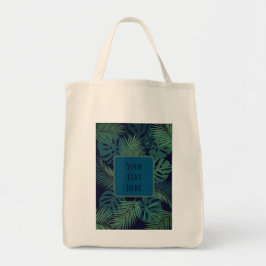 Modern tropisch donker palmblad hedendaags tote bag