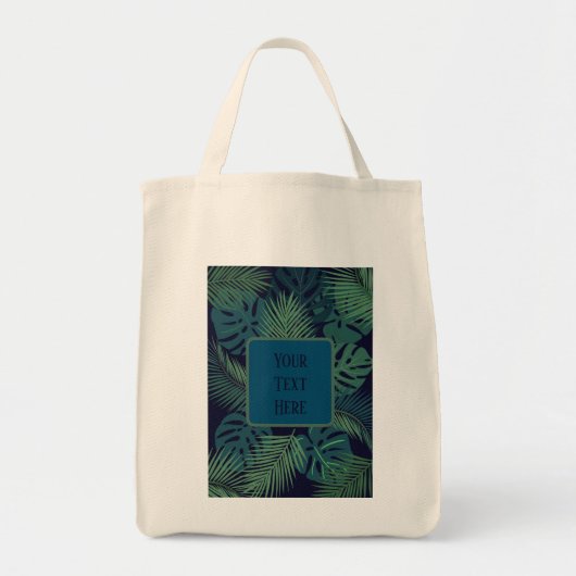 Modern tropisch donker palmblad hedendaags tote bag (Voorkant)