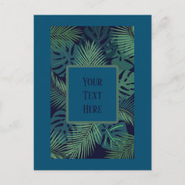 Modern tropisch donker palmblad, vijgenblad oerwou briefkaart