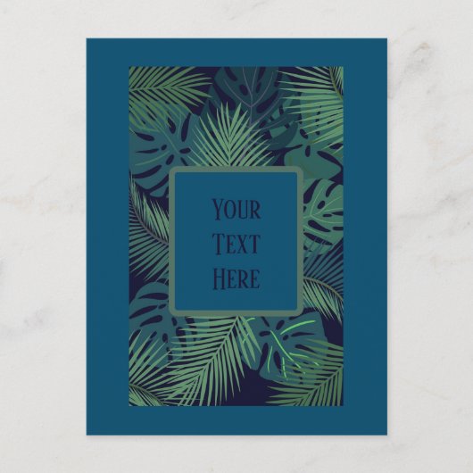 Modern tropisch donker palmblad, vijgenblad oerwou briefkaart (Voorkant)