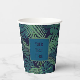 Modern tropisch donker palmblad, vijgenblad oerwou papieren bekers