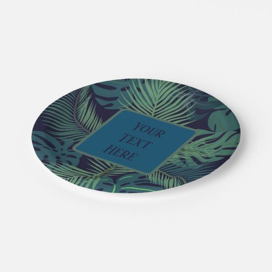 Modern tropisch donker palmblad, vijgenblad oerwou papieren bordje (Gekanteld)