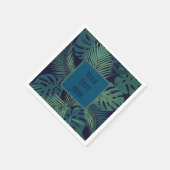 Modern tropisch donker palmblad, vijgenblad oerwou servet (Hoek)