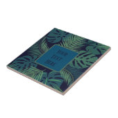 Modern tropisch donker palmblad, vijgenblad oerwou tegeltje (Zijkant)