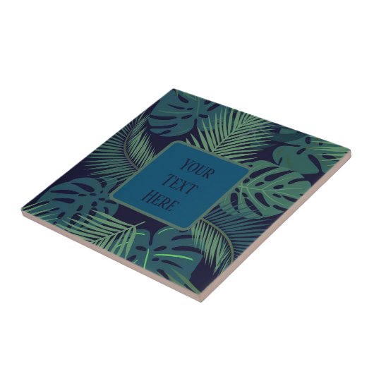 Modern tropisch donker palmblad, vijgenblad oerwou tegeltje (Zijkant)