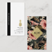 Modern tropisch Floral Gold Foil Monogram Visitekaartje (Voorkant / Achterkant)