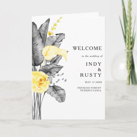 Modern tropisch gevouwen bruiloft programma (Voorkant)