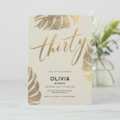 Modern Tropisch Goud Elegant Bladgroen 30e Verjaar Kaart (Staand voorkant)