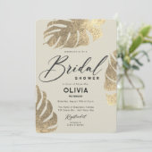 Modern Tropisch Goud Elegant Foliage Vrijgezellenf Kaart (Staand voorkant)