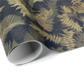 Modern tropisch groen blauw gouden gebladerte cadeaupapier (Rol Hoek)