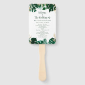 Modern Tropisch groen bruiloft ceremonie programma Handwaaier (Voorkant)