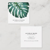 Modern tropisch groen lef vierkante visitekaartje (Voorkant / Achterkant)