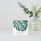 Modern tropisch groen lef vierkante visitekaartje (Staand voorkant)