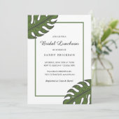 Modern Tropisch Groen Palm Leaf Bridal Luncheon Kaart (Staand voorkant)