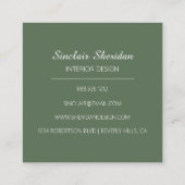 Modern tropisch groen palmblad vierkante visitekaartje (Achterkant)