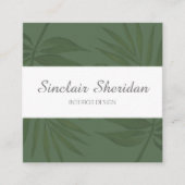 Modern tropisch groen palmblad vierkante visitekaartje (Voorkant)