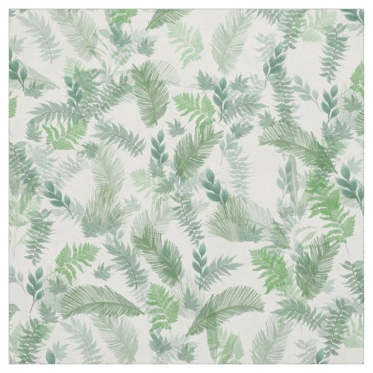 Modern tropisch groen wit groen blad stof (Swatch)