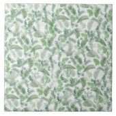 Modern tropisch groen wit groen blad tegeltje (Voorkant)