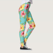Modern Tropisch Hibiscus Bloemen Girly Chic Patroo Leggings (Rechts)