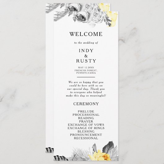 Modern Tropisch huwelijksprogramma Programmakaart (Voorkant / Achterkant)