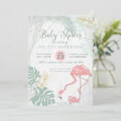 Modern Tropisch laat roze Baby shower Kaart (Staand voorkant)