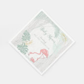 Modern Tropisch laat roze Baby shower Servet (Hoek)