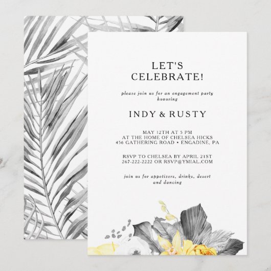 Modern tropisch Laten we de uitnodiging vieren (Voorkant / Achterkant)