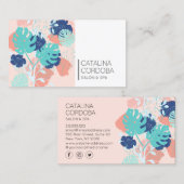 Modern Tropisch Monstera Blad Patroon Arts Salon Visitekaartje (Voorkant / Achterkant)