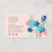 Modern Tropisch Monstera Blad Patroon Arts Salon Visitekaartje (Achterkant)