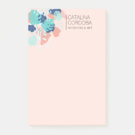 Modern Tropisch Monstera Blad Patroon Peach/Mint Post-it® Notes