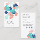 Modern Tropisch Monstera Bladpatroon Artistiek II Visitekaartje (Voorkant / Achterkant)