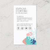 Modern Tropisch Monstera Bladpatroon Artistiek II Visitekaartje (Achterkant)