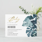 Modern Tropisch Monstera Fauna Baby shower Invite Bedankkaart (Staand voorkant)