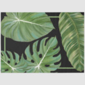 Modern tropisch Oerwoud Leaf Black Green Decoupage Tissuepapier (Voorkant)