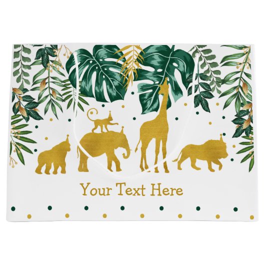 Modern Tropisch Oerwoud Safari Animals Party Groot Cadeauzakje (Voorkant)
