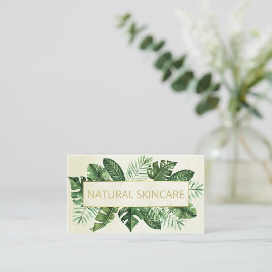 Modern tropisch op beige organische spa zeep visitekaartje (Staand voorkant)